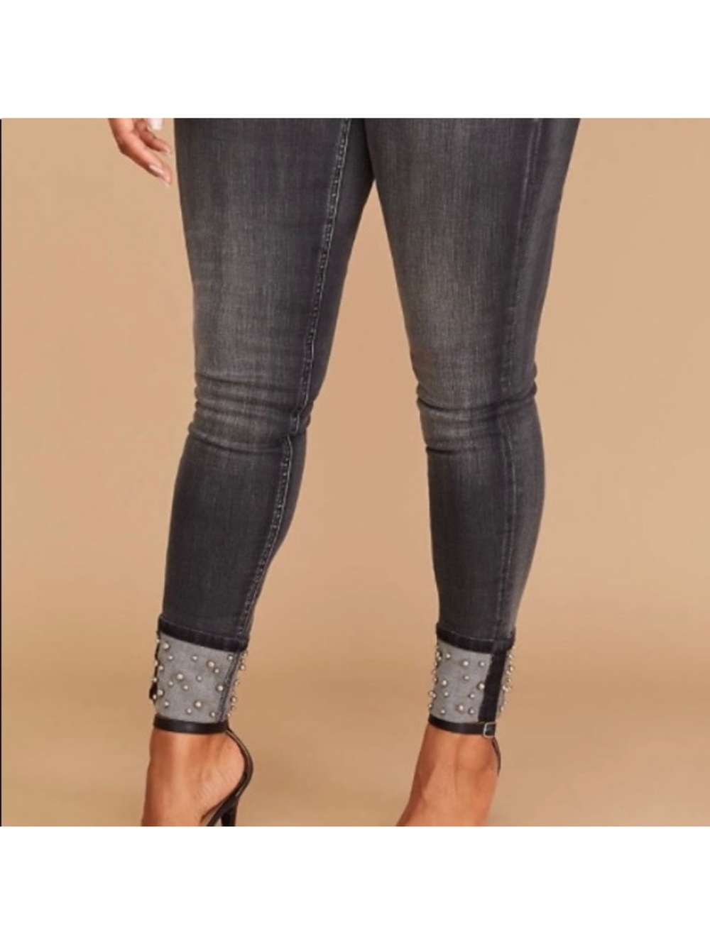 Lane Bryant‎ Mid Rise Ankle Cuffed Jeans Studded Cuff